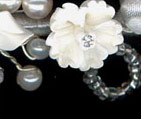 Bridal tiara with porcelain flowers, pearls, and crystals