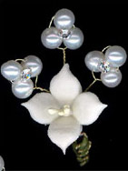 Handmade porcelain flowers and pearl cluster hairpins